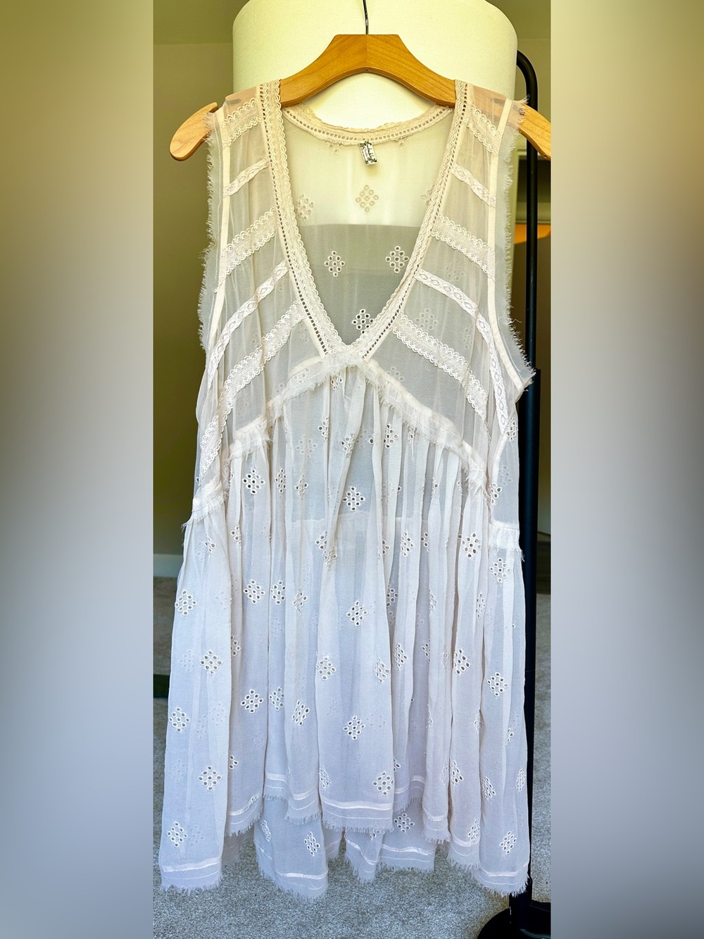 Vintage Free People Boho Tunic Dress - White